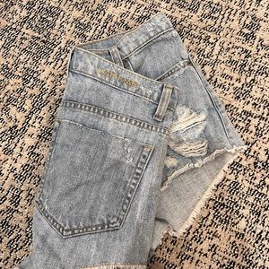 Light blue denim shorts